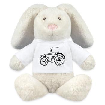 Traktor Symbol Umriss Landwirtschaft - MiniFeet® RecycelHase® Creme - Weiß - Vorne