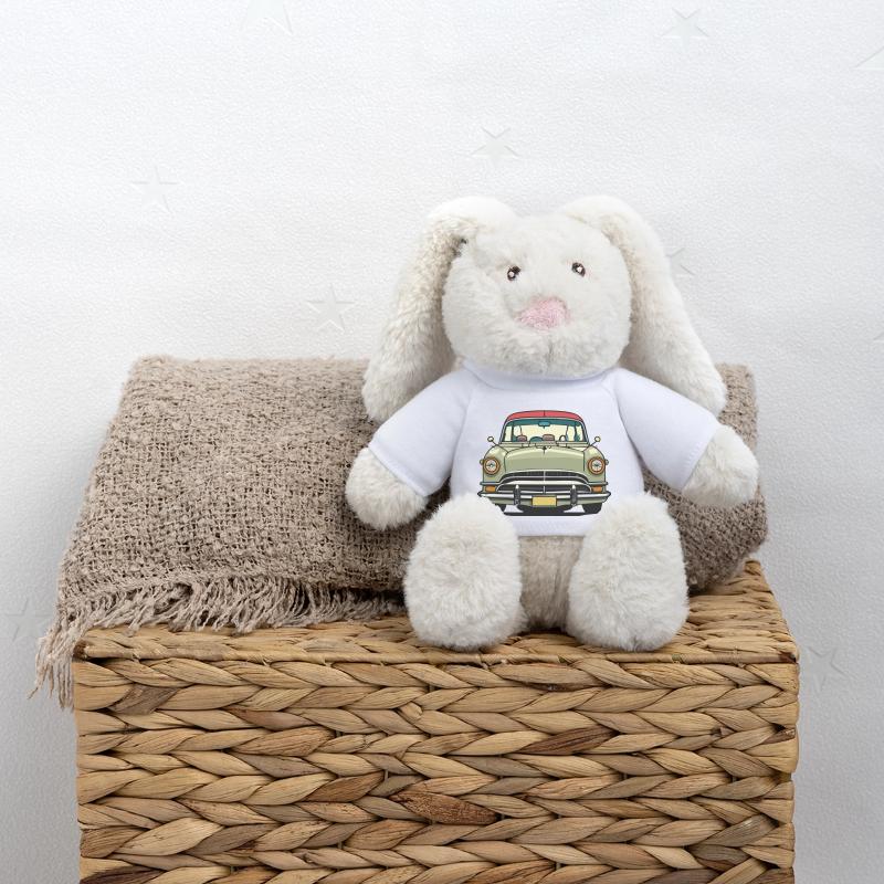 Voiture de collection Lapin en peluche recyclé MiniFeet® Crème