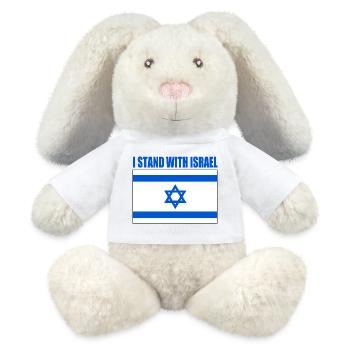 I stand with israel - Lapin en peluche recyclé MiniFeet® Crème - blanc - Devant