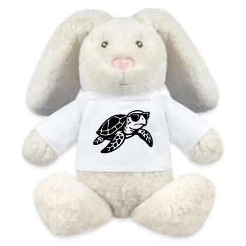 Detailed turtle sunglasses illustration - MiniFeet® RecycelHase® Bunny Cream - white - Front