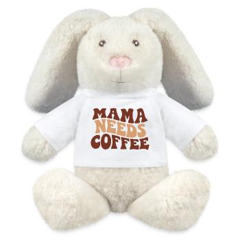 Maman a besoin de café Café drôle Maman dire - Lapin en peluche recyclé MiniFeet® Crème - blanc - Devant