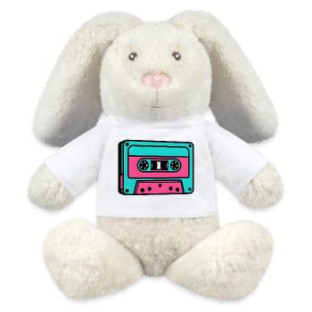 Neon Kassette Popart 80er Jahre - MiniFeet® RecycelHase® Creme - Weiß - Vorne