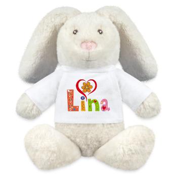Lina Nom Tee - Lapin en peluche recyclé MiniFeet® Crème - blanc - Devant