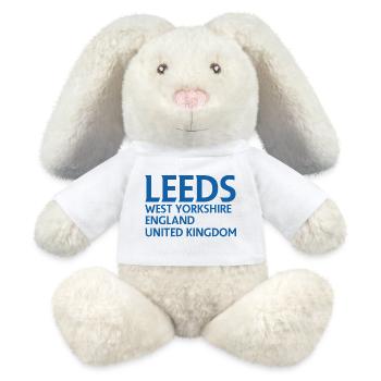Leeds – England Liedtextdesign - MiniFeet® RecycelHase® Creme - Weiß - Vorne