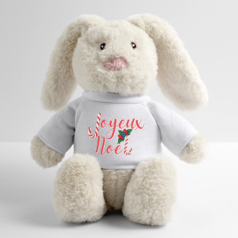 Joyeux Noël typographie festive candy cane Lapin en peluche recyclé MiniFeet® Crème