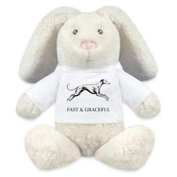 Greyhound Fast & Graceful – Minimalistisches Hundegeschenk - MiniFeet® RecycelHase® Creme - Weiß - Vorne