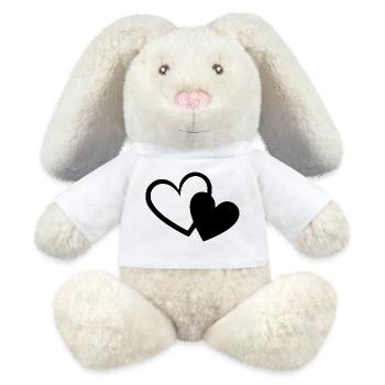 Saint-Valentin Cœur noir, St.valentin - Lapin en peluche recyclé MiniFeet® Crème - blanc - Devant