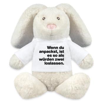 WENN DU ANPACKST, IST ES SO ... FAUL UND DUMM - MiniFeet® RecycelHase® Creme - Weiß - Vorne