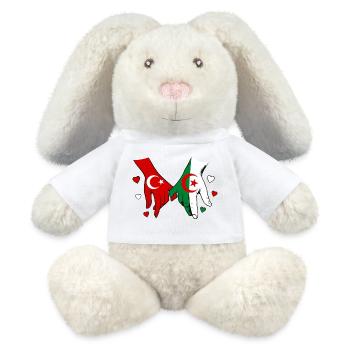 Türkei Algerien Flagge Händehalten - MiniFeet® RecycelHase® Creme - Weiß - Vorne