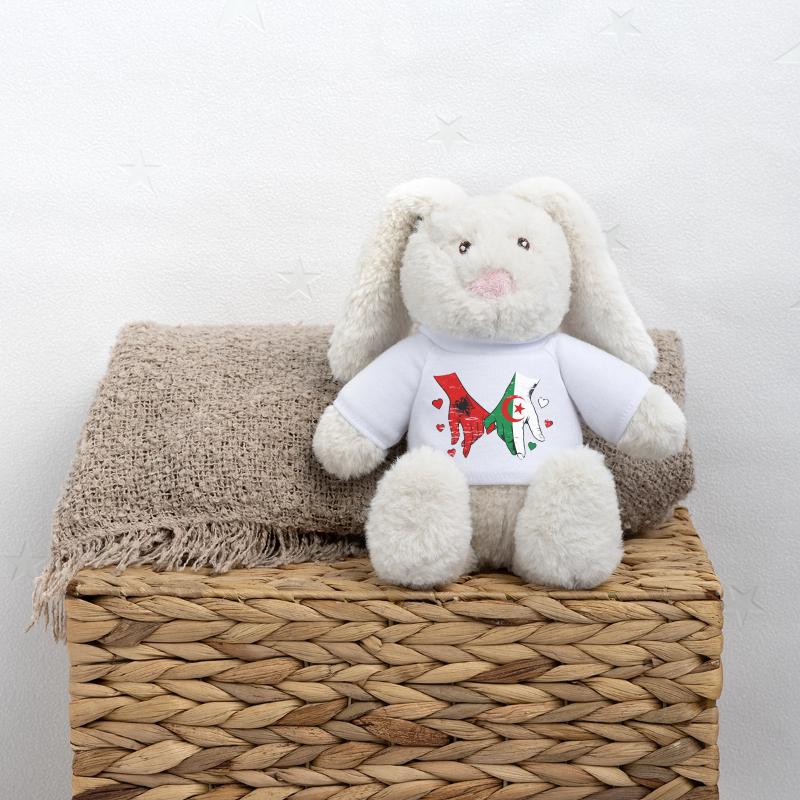 Drapeau de l’Algérie tenant la main utilisé Lapin en peluche recyclé MiniFeet® Crème