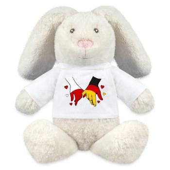 Polen_Deutschland_Flagge_Händehalten - Lapin en peluche recyclé MiniFeet® Crème - blanc - Devant