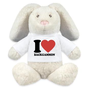 J’adore le backgammon | Jeu de société | Don - Lapin en peluche recyclé MiniFeet® Crème - blanc - Devant