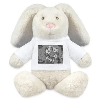 Monochrome flower detail - MiniFeet® RecycelHase® Bunny Cream - white - Front