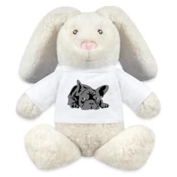 französische bulldogge 2 Farben - MiniFeet® RecycelHase® Creme - Weiß - Vorne