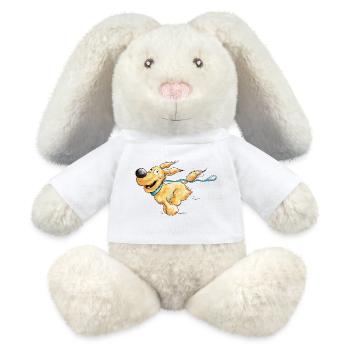Flotter Hund Mit Hundeleine Geht Gasse - MiniFeet® RecycelHase® Creme - Weiß - Vorne
