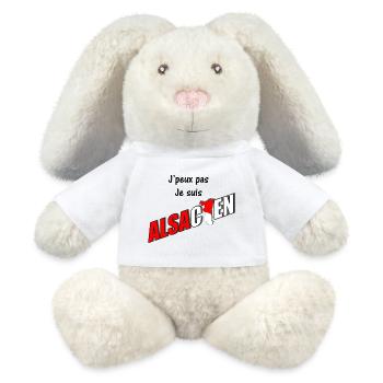 T-shirt humour alsace Jpeux pas jsuis alsacien - Lapin en peluche recyclé MiniFeet® Crème - blanc - Devant
