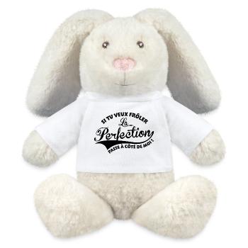 Si tu veux frôler la perfection passe à côté demoi - Lapin en peluche recyclé MiniFeet® Crème - blanc - Devant