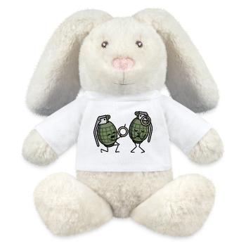 Hand Grenade Marriage Proposal Couples Army Ring Engaged - MiniFeet® RecycelHase® Bunny Cream - white - Front