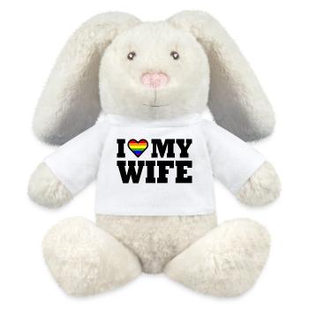I love my wife - MiniFeet® RecycelHase® Creme - Weiß - Vorne