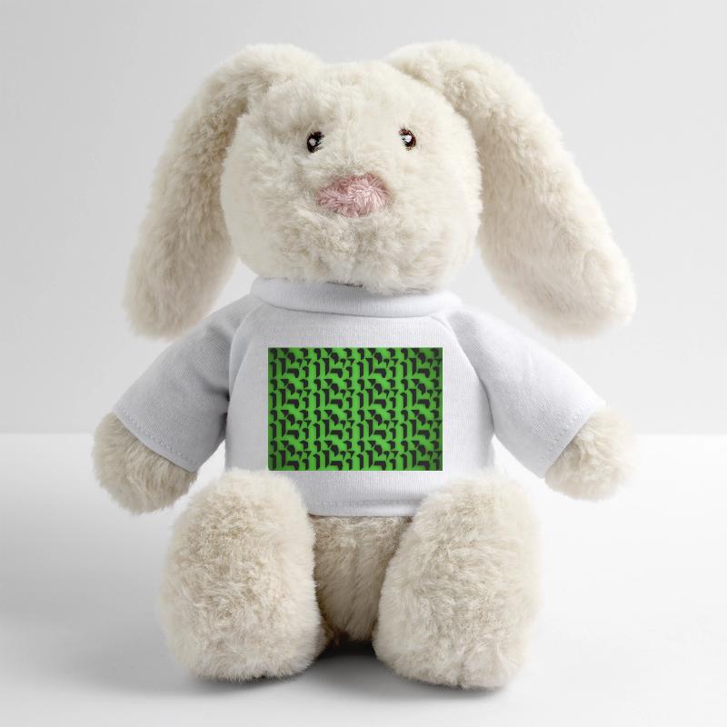 Formes et objets à motifs déco en vert-noir Lapin en peluche recyclé MiniFeet® Crème