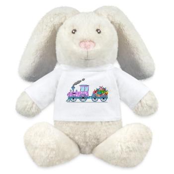 Kinderzug Eisenbahn mit Anhäger pink - MiniFeet® RecycelHase® Creme - Weiß - Vorne