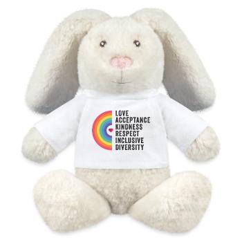 Mois de la fierté LGBT - Amour. Acceptation. Bonté. - Lapin en peluche recyclé MiniFeet® Crème - blanc - Devant