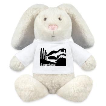 Sauerland Silhouette Landschaft Autobahnschild - MiniFeet® RecycelHase® Creme - Weiß - Vorne