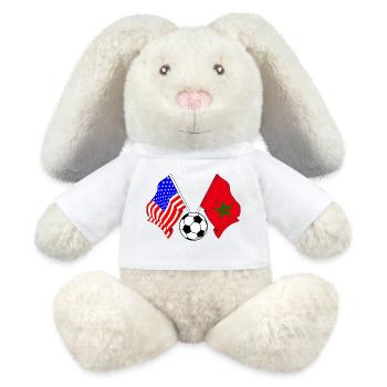 Football Maroc vs USA - Lapin en peluche recyclé MiniFeet® Crème - blanc - Devant