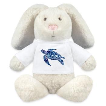Tribal Turtle Blue – Ocean Design - MiniFeet® RecycelHase® Bunny Cream - white - Front