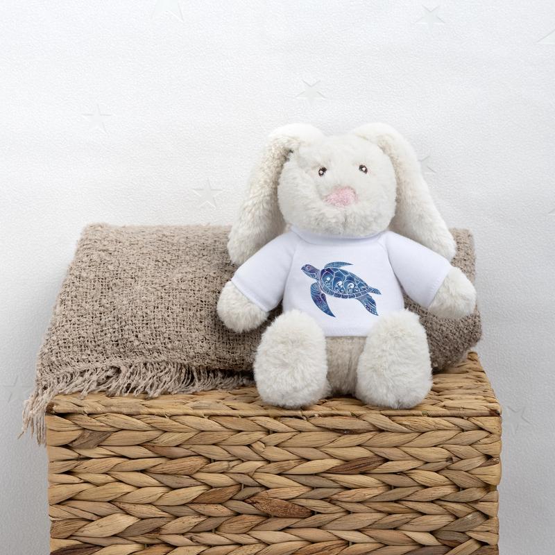Tribal Turtle Blue – Ocean Design MiniFeet® RecycelHase® Bunny Cream