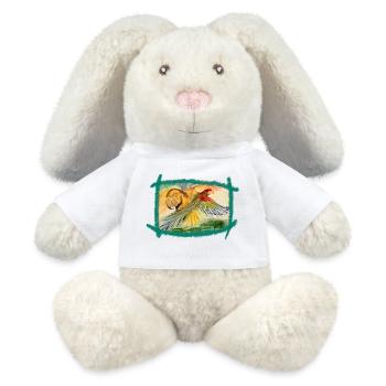 Aras au-dessus de la forêt tropicale - Lapin en peluche recyclé MiniFeet® Crème - blanc - Devant