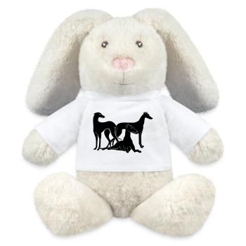 Gruppe Galgos / Greyhounds - MiniFeet® RecycelHase® Creme - Weiß - Vorne