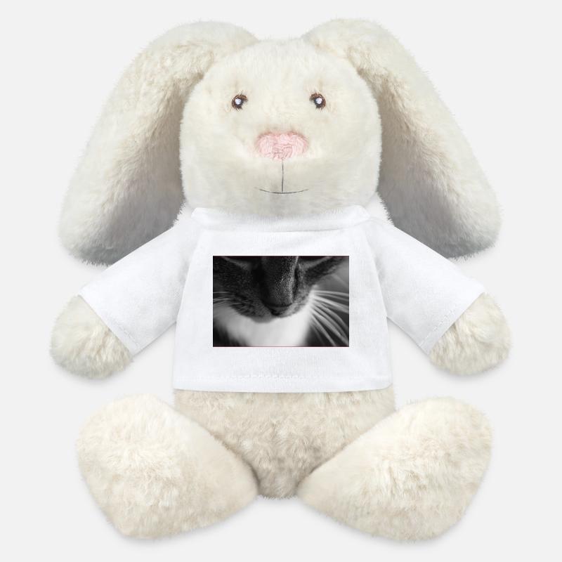Chat noir blanc - Lapin en peluche recyclé MiniFeet® Crème - blanc
