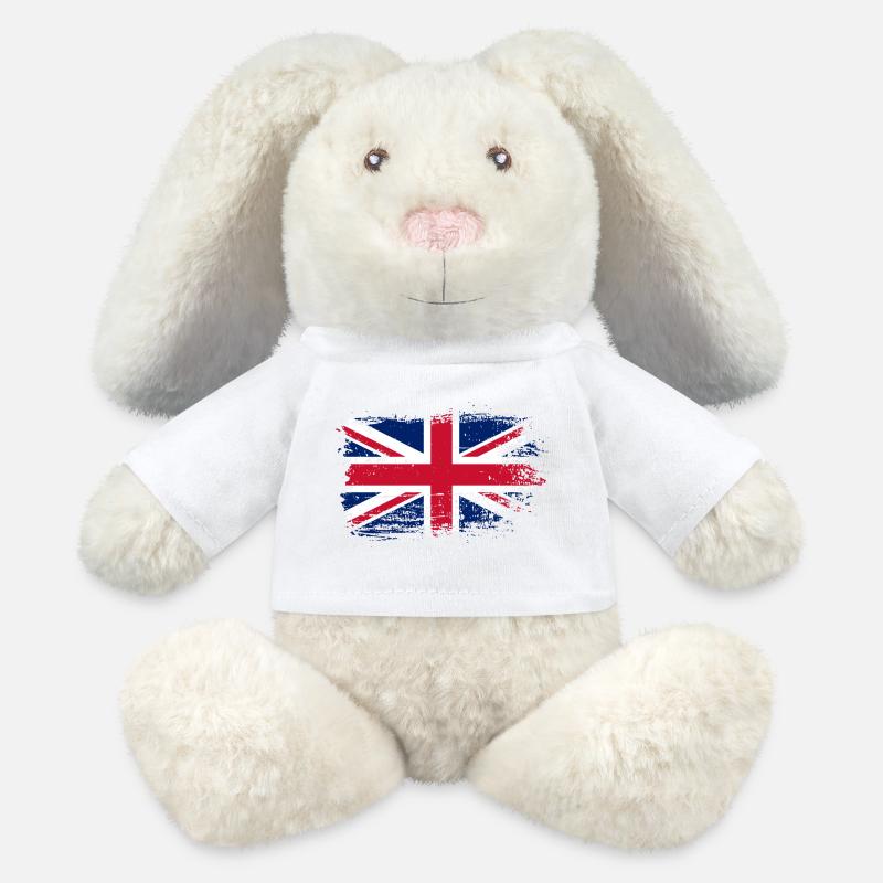 Distressed Union Jack Grunge - MiniFeet® RecycelHase® Bunny Cream - white
