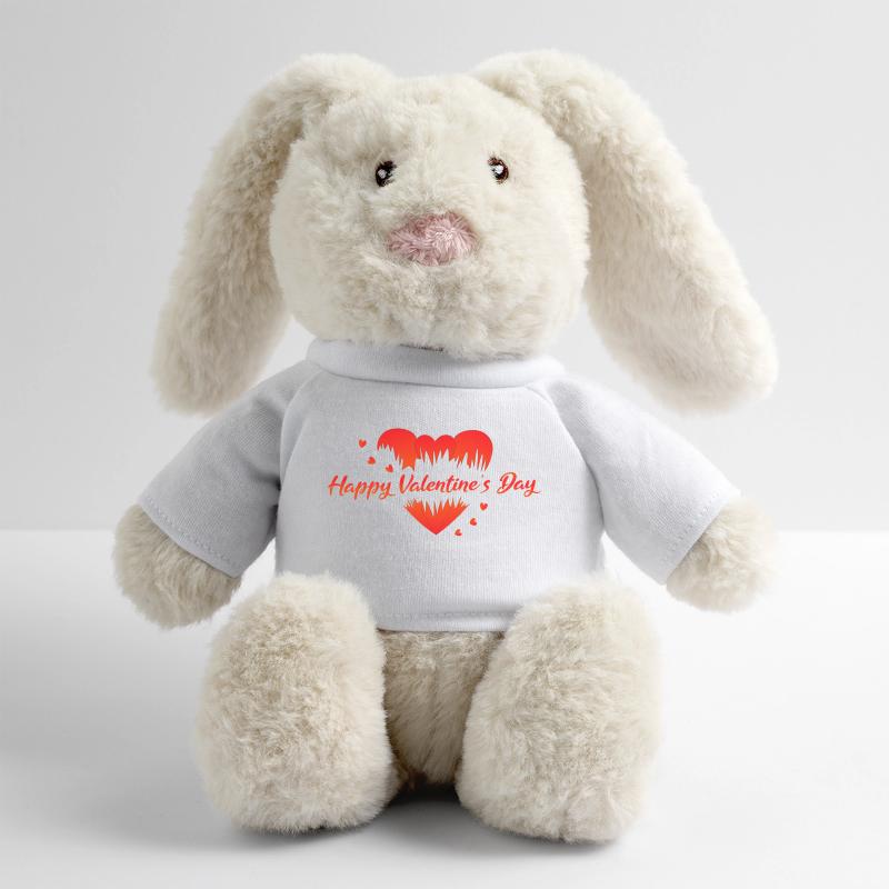 Saint-Valentin Cœurs rouges Lapin en peluche recyclé MiniFeet® Crème