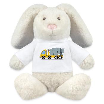 Concrete mixer yellow - MiniFeet® RecycelHase® Bunny Cream - white - Front