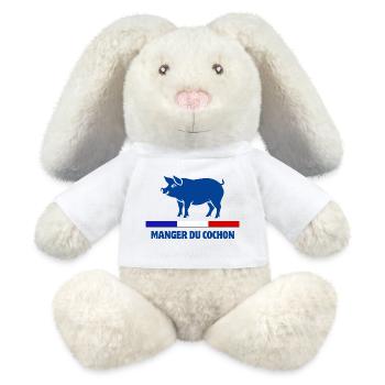 manger du cochon, boucher, boucherie - Lapin en peluche recyclé MiniFeet® Crème - blanc - Devant