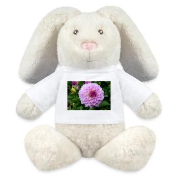 Dahlie pink rosa Blüte ,Blume - MiniFeet® RecycelHase® Creme - Weiß - Vorne