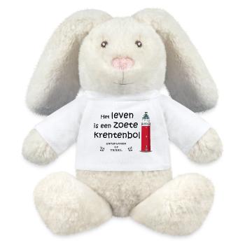 Texel, Pays-Bas, Dicton en néerlandais - Lapin en peluche recyclé MiniFeet® Crème - blanc - Devant