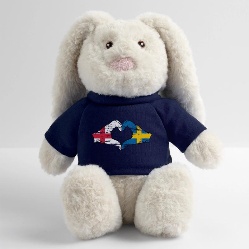 Angleterre Suède drapeau mains forme coeur utilisé Lapin en peluche recyclé MiniFeet® Crème