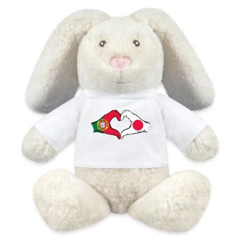 Portugal Japan Flag Heart Shape - MiniFeet® RecycelHase® Bunny Cream - white - Front