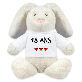 18. 18 ANS. 18e ANNIVERSAIRE. ANNIVERSAIRE 18 ANS. - Lapin en peluche recyclé MiniFeet® Crème - blanc - Devant