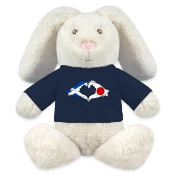 Scotland Japan Hands Heart Shape Used - MiniFeet® RecycelHase® Bunny Cream - french navy - Front