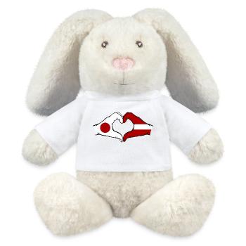 Japan Latvia Hands Heart Shape - MiniFeet® RecycelHase® Bunny Cream - white - Front