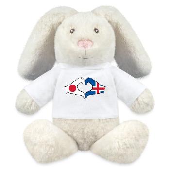 Japan Iceland hands heart shape - MiniFeet® RecycelHase® Bunny Cream - white - Front