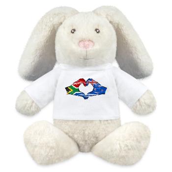 South Africa New Zealand flag hands heart shape used - MiniFeet® RecycelHase® Bunny Cream - white - Front