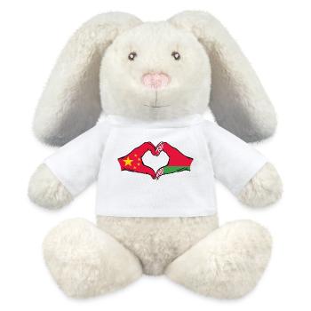 China Belarus Flagge Hände Herzform - MiniFeet® RecycelHase® Creme - Weiß - Vorne