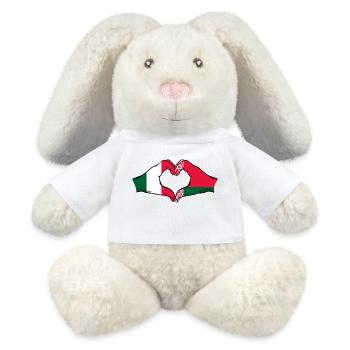Italien Belarus Flagge Hände Herzform - MiniFeet® RecycelHase® Creme - Weiß - Vorne
