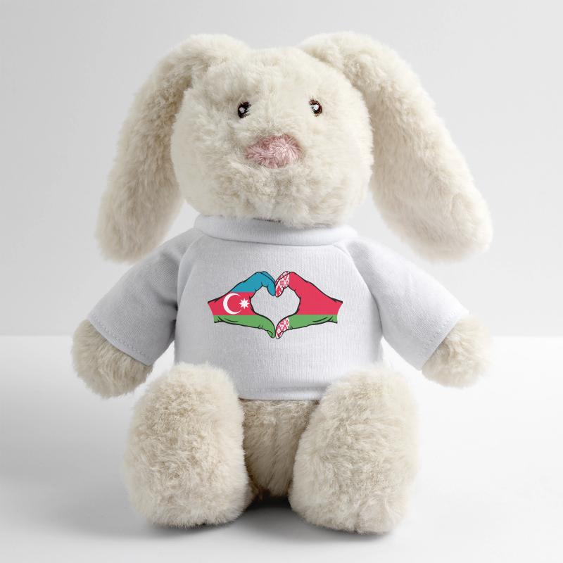 Azerbaïdjan Biélorussie Drapeau Mains Coeur Forme Lapin en peluche recyclé MiniFeet® Crème