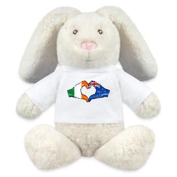 Irlande Nouvelle-Zélande drapeau mains forme coeur utilisé - Lapin en peluche recyclé MiniFeet® Crème - blanc - Devant
